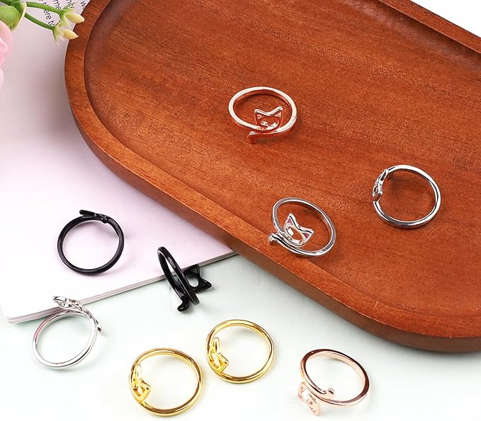 10PCS Adorable Crochet Rings Crocheting, Cat Crochet Rings, Adjustable Crochet Tension Ring for Finger Cats Knitting Crochet, Adjustable Yarn Guide Ring with Cats Ear Design for Crafters