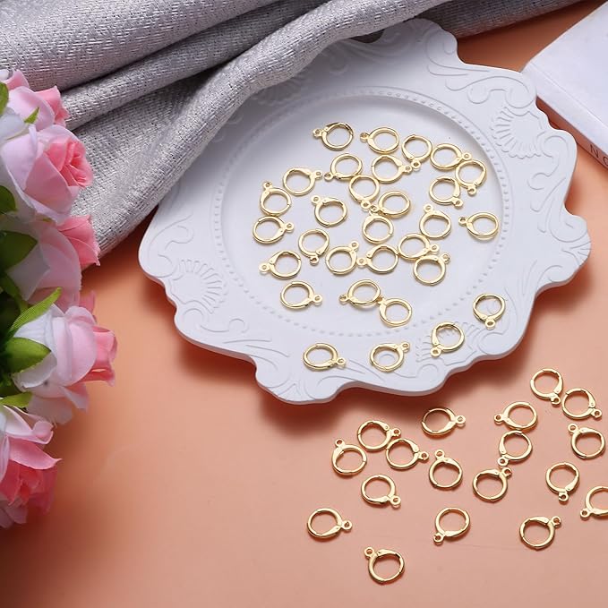 tmmate 60pcs 18k gold filled hoop huggie earring hooks,hypoallergenic dangle tarnish resistant gold lever back earring hooks earwire for jewelry making supplies (gold)