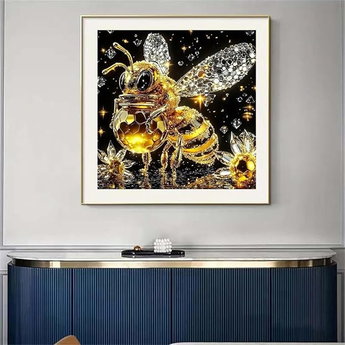 SHICERNHJ Bees Diamond Painting Kits for Adults, DIY 5D Diamond Art Kits for Beginner,Full Round Drill Diamond Arts and Crafts Gem Art Painting for Home Wall Decor 14 X 14inch
