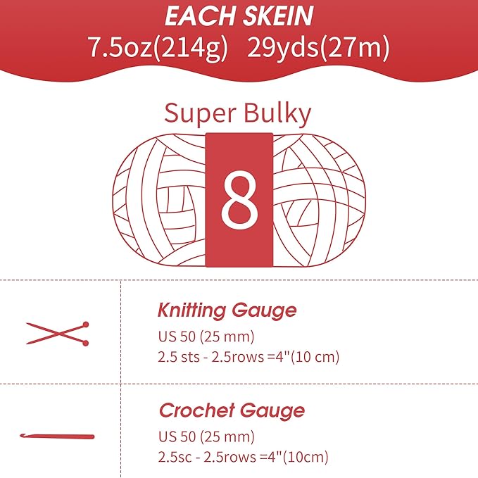 MABOZOO Assorted Chunky Yarn for Crocheting, Fluffy Chenille, Soft Plush, Giant Thick Yarn - Red Multi (31.7 yds, 8 oz Each Skein)