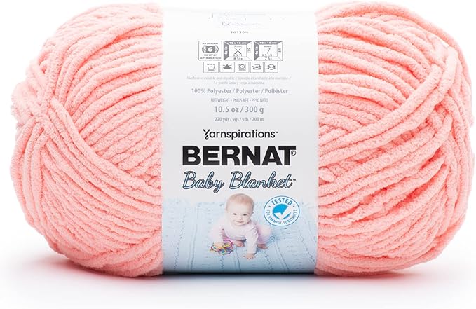 Bernat BABY BLANKET BB Coral Blossom Yarn - 1 Pack of 10.5oz/300g - Polyester - #6 Super Bulky - 220 Yards - Knitting/Crochet