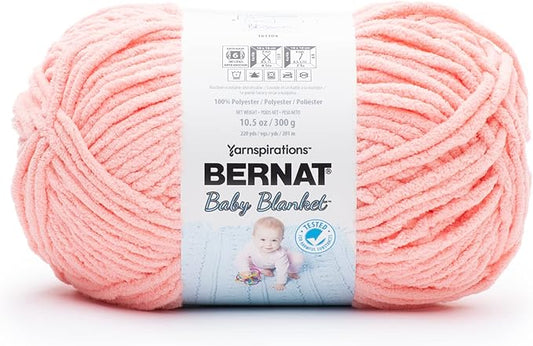 Bernat BABY BLANKET BB Coral Blossom Yarn - 1 Pack of 10.5oz/300g - Polyester - #6 Super Bulky - 220 Yards - Knitting/Crochet