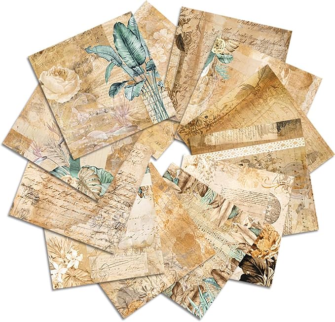 YASMEN Vintage Scrapbook Paper Pad, 12x12 Single-Sided Cardstock Paper Pads for Card Making, Journals, Planner, DIY Envelopes, Greeting Cards,Gift Card, Decorative Art Craft -24 Sheets