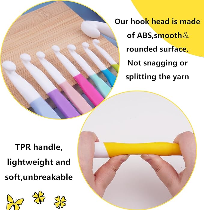 Hobekoee 20mm Large Crochet Hook,Huge Crochet Hooks for Chunky Yarn,Extra Long Crochet Hooks with Soft Ergonomic Handle,Giant Crochet Needles for Crocheting Yarn,Wool Roving