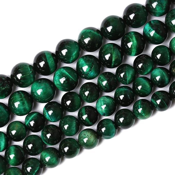 32PCS 12mm Top AAA Green Tiger Eye Beads Natural Stone Round Loose Beads for Jewelry Making DIY Bracelet,Necklace, Earrings 15" Inch