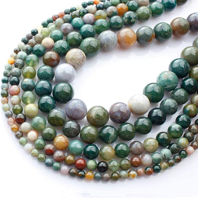 Natural Stone Beads 100pcs 6mm India Agate Round Genuine Real Stone Beading Loose Gemstone Hole Size 1mm DIY Smooth Beads for Bracelet Necklace Earrings Jewelry Making (India Agate, 6mm)