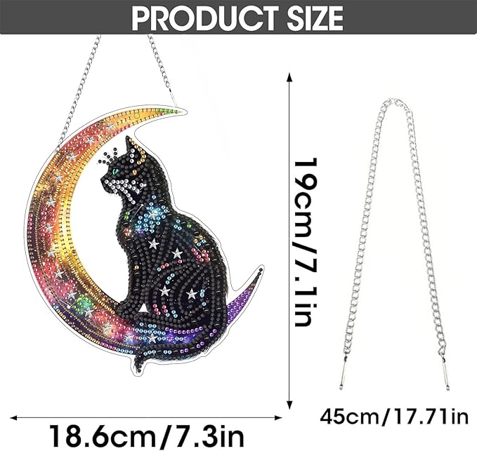 SKRYUIE Cat Hanging Diamond Art Kits for Adults Pendant Suncatcher, Special Shaped Crystal DIY Pearl Diamond Painting Kit, Gift for Mother Spring Summer Window Wreath Decor 7.49 x 5.91 Inch D4