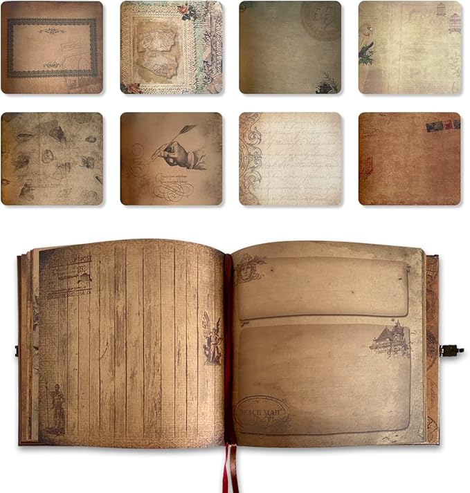 Adventure Book Travel Diary Photo Book,Scrapbook, Photo Album,Retro Style Travel Souvenir, Photobook,Guestbook DIY Anniversary Wedding Travel Writing Baby Friend Gift, Vintage Brown (Multicolored)