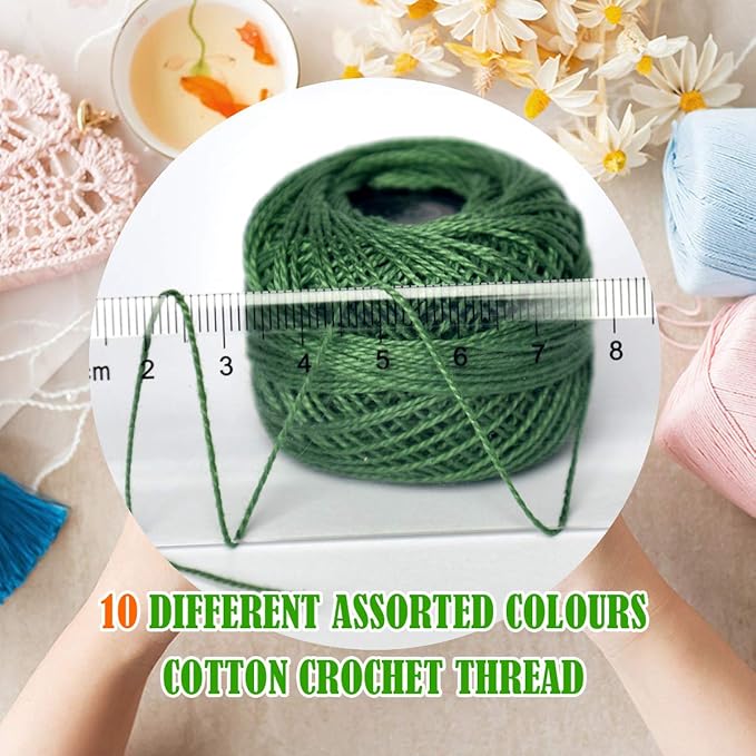 colored bird Crochet Thread 10 Balls Cardinal Size 8 for Crochet Hardanger Cross Stitch Needlepoint Hand Embroidery (Dark Green Series)