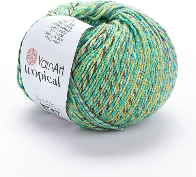 YarnArt Tropical Yarn - Variegated Fine Cotton Yarn, 50g/174yds, Soft, Amigurumi, Crocheting, Turkish, 55% Cotton - 45% PAC (Poliacrylic)