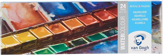 Van Gogh Watercolor Paint Set, Metal Tin, 24-Half Pan