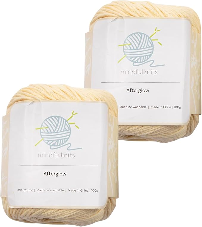 Knitting Yarn, Crochet Yarn, Mindfulness and Relaxation 100 Percent Cotton Yarn, Single Color 2-Pack - Medium Number 4 Worsted Bundle, Soft & Gentle for Garments, Amigurumi, Baby Items by mindfulknits