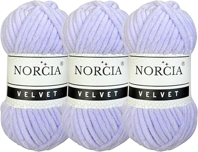 Soft Velvet Yarn Chenille Yarn for Crocheting Baby Blanket Yarn for Knitting Amigurumi Yarn Fancy Yarn for Crochet Weaving Craft (Lilac, 3 Skeins)