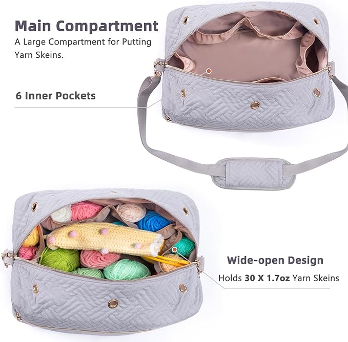 Crochet Bag Organizer - Knitting & Crocheting Yarn Storage - Yarn Holder for Accessories & Gifts