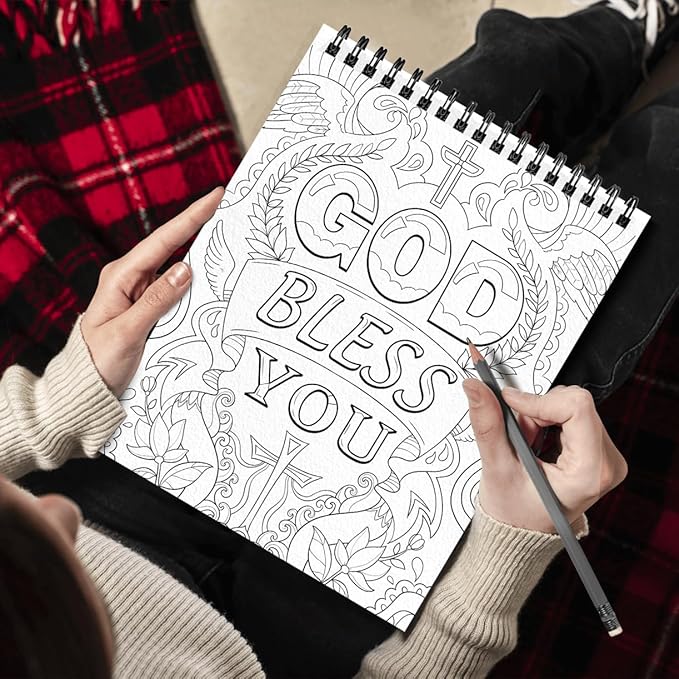 SOUTHERN LOTUS Flowers Patterns Hardcover Pages Poster God Bless You Spiral Coloring Book for Adults with Inspirational Bible Phrases Motivational Quotes Mindfulness Relaxing