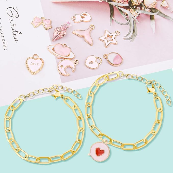tiggell 20pcs Chain Bracelets Kit Alloy Link with Lobster Clasps for Christmas DIY Women Jewelry Findings Bracelet Making (Gold)