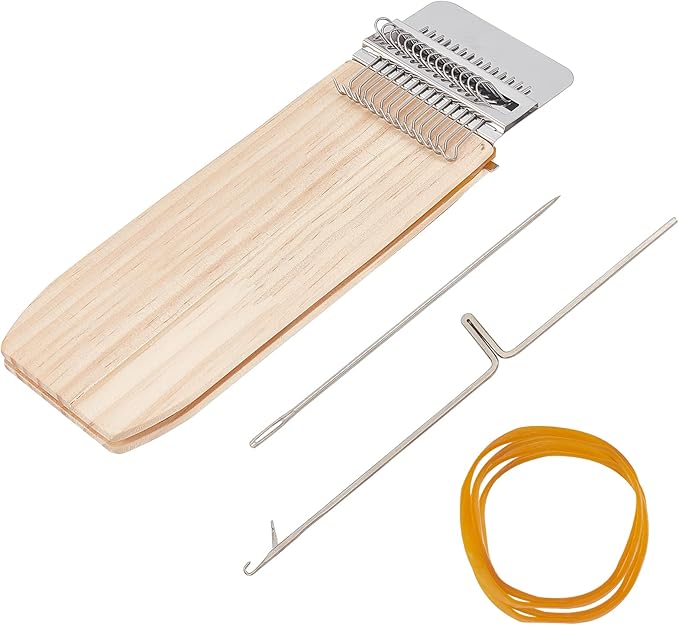 arricraft Wood Knitting Looms, Mini Weaving Frame Loom Kit with Pin Rubber Findings for DIY Weaving Arts, Repair Clothes, Mending Jeans
