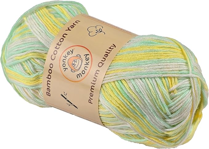 10-Pack of Yonkey Monkey 500 Grams Yarn - 70% Rayon derived from Bamboo, 30% Cotton - Imported - Green Yellow 9049