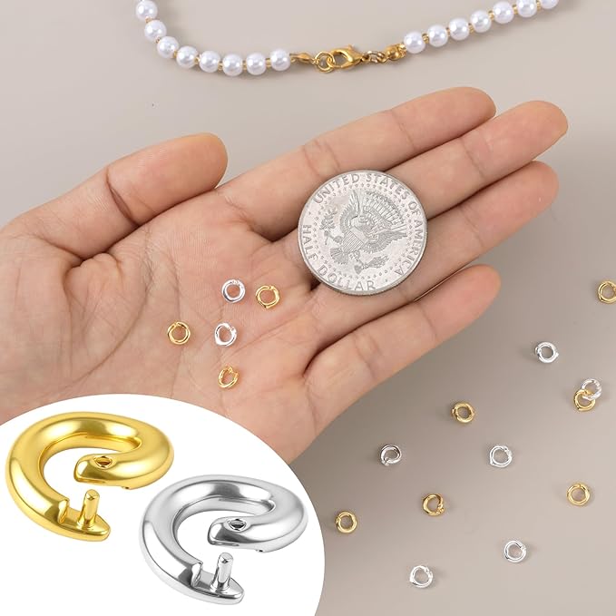 50 Pcs Gold Jump Ring for Jewelry Making, OD 5.5mm ID 3mm Locking Jump Rings, Jump Rings for Charms, Necklace, Pendants, Bracelet, Keychain, Jewelry Making (Gold+Silver)