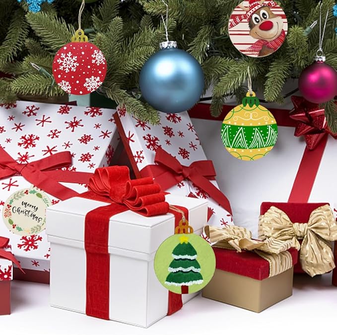 Hidreas 40 Pcs Unfinished Wood Ornaments DIY Round Wooden Ornaments Christmas Crafts Kit, Round Wood Christmas Ornaments for Crafts and Christmas Holiday Hanging Decorations