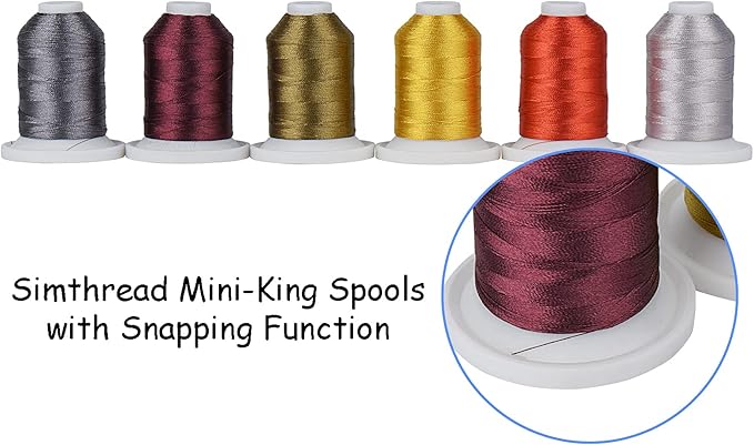 Simthread Embroidery Thread with Storage Box - 12 Options - 800 Yards/Spools, 9 Neutral Colors for Embroidery and Sewing Machine