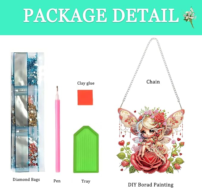 Auremi Elf Diamond Art Pendant Kits,5D Christmas Diamond Art Diamond Painting Hanging Kits,DIY Special Shaped Diamonds Painting Suncatcher Pendant Kit for Adults for Gift Wall Home Decor