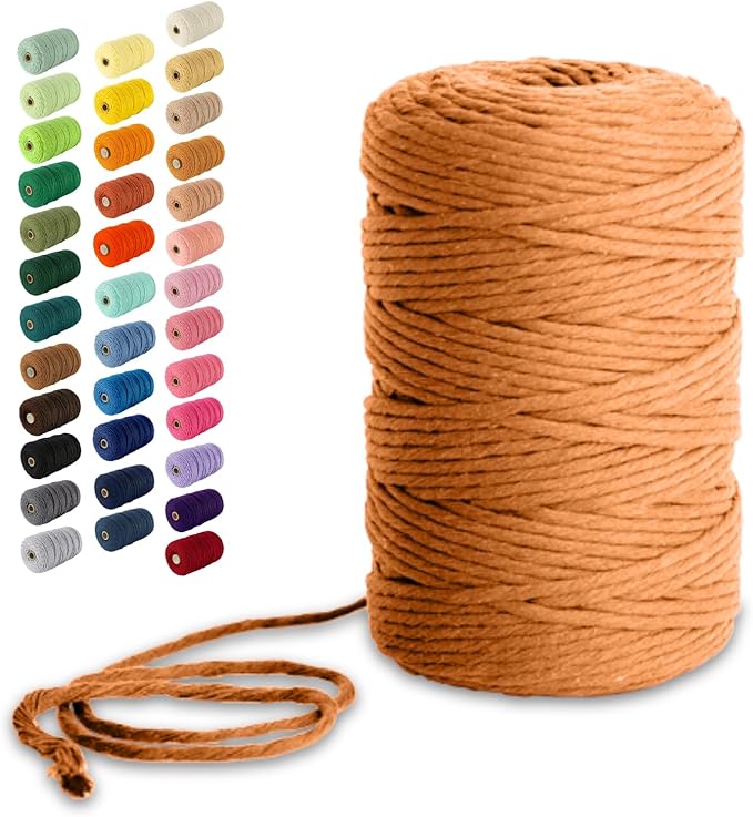 Nook Theory Macrame Cord - Single Strand 3mm 220 Yards Cotton Rope, 4mm 5mm Yarn, String for Crafts, Perfect for Macrame Wall Hanging (Mustard)