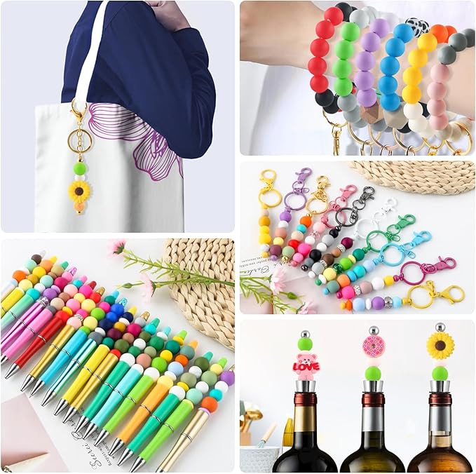 150Pcs 15mm Silicone Beads for Keychain Making Bracelet Necklace, Bulk Round Silicone Beads for Pens（Chartreuse）