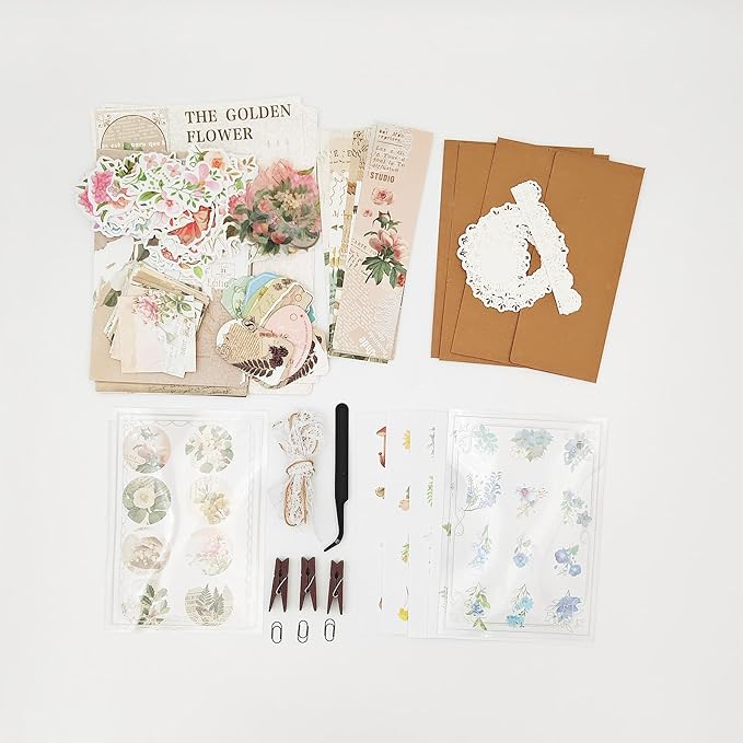Esweny 251PCS Vintage Scrapbook Supplies Pack, Scrapbooking Paper and Stickers Ephemera Bundle Junk Journal Kit for Art Aesthetic Journaling Collage Decoupage Craft (Mountain and Fields)
