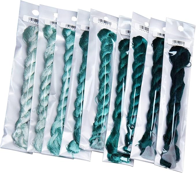Natural 100% Silk Thread, Handmade Embroidery Thread Silk Floss 9 Colors 110m Each (53)