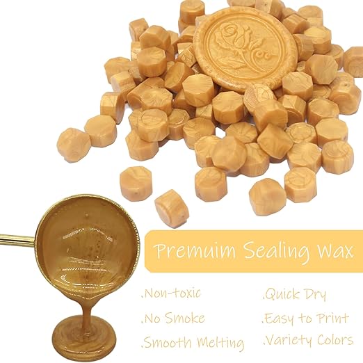 600pcs vintage gold wax seal beads, andotopee premium sealing wax pellets for stamp seals, wedding invitations, letter envelope, greeting card decorations & scrapbook diy crafts