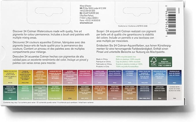 Winsor & Newton Cotman Watercolor Paint Set, Studio Set, 24 Half Pans