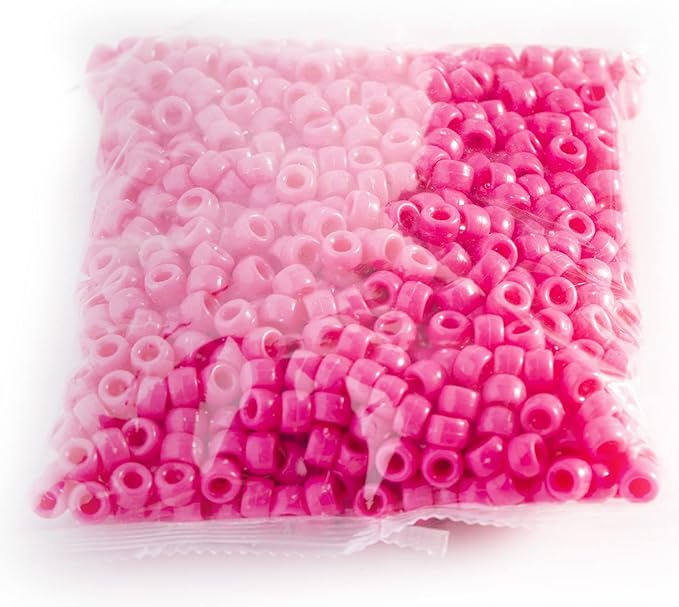 Gxueshan 1000 Pcs Acrylic Rose Red Pony Beads 6x9mm Bulk for Bracelet Necklace Jewelry Making Earring Hair Braiding