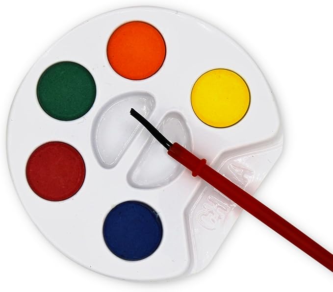 Color Swell Bulk Watercolors Round Paint Pack with Brushes - 25 Sets with 5 Washable Colors Each - Great for Kids, Classrooms, Parties, Students, Donations, Party Favors