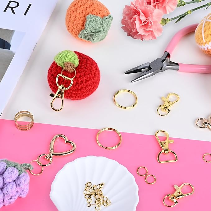 Prdingfy 579PCS Keychain Making Kit, Key Chain Supplies Including Keychain Clip, Key Rings, Lobster Claw Clasps, Jump Rings, Extender Chain,Pliers for Key Chain Making and Jewelry Making(Gold)