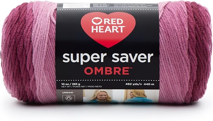 RED HEART E305.3965 Super Saver Ombre Yarn, Mai Tai