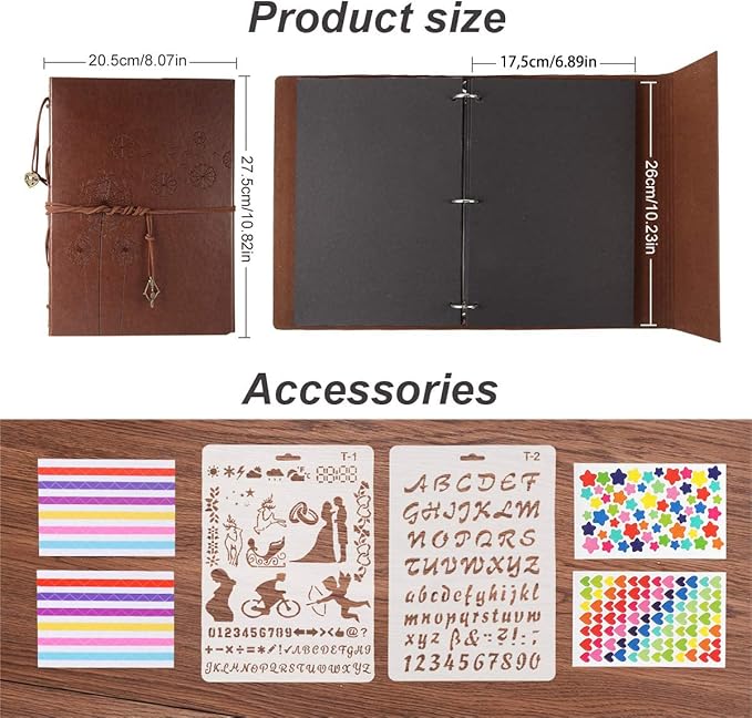 ThxMadam Leather Scrapbook Album 60 Pages Vintage Love Photo Album,11 * 8.1 Inch Scrapbook for Couples-DIY Memory Book,Birthday/Wedding Guest Book Gift for Anniversary Mother's Day