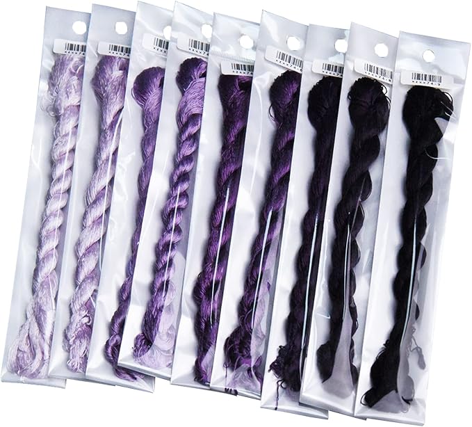 Natural 100% Silk Thread, Handmade Embroidery Thread Silk Floss 9 Colors 110m Each (74)