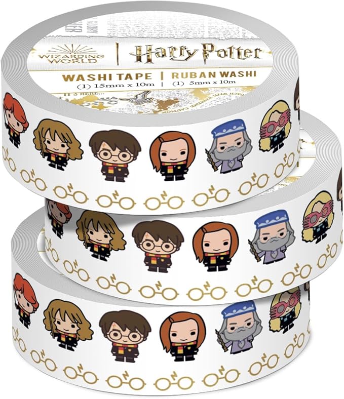 Paper House Productions Harry Potter 3-Pack Set of 2 Foil Accent Washi Tape Rolls for Scrapbooking and Crafts - Chibi Characters