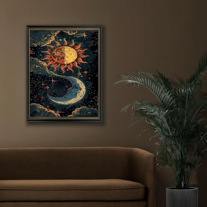 BYGFHLYW 5D Diamond Painting Kits for Adults Beginner, Sun Moon Diamond Art Kits for Adults, Full Drill Round Gem Art Paint by Diamonds Dots Crafts Kits for Home Wall Decor 12x16inch