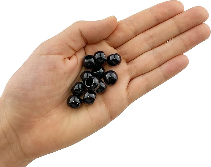 300 acrylic large hole beads for crafts and for hair 10mm x 12mm acrylic barrel beads with 5.7mm large hole, glossy black