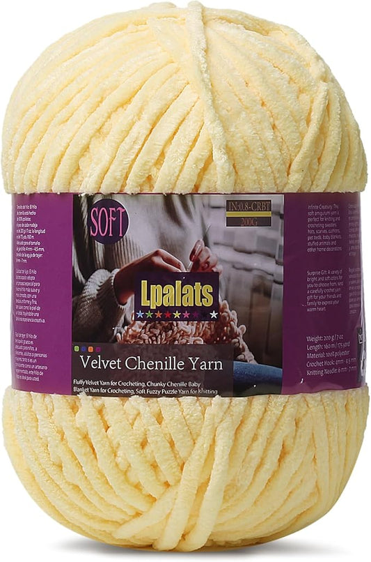 Baby Blanket Yarn for Crocheting - 1 Pack of 200g/7oz Chunky Chenille Yarn for Knitting Blankets Amigurumi - #6 Super Bulky - 174 Yards Soft Thick Plush Yarns (1, Goose Yellow)