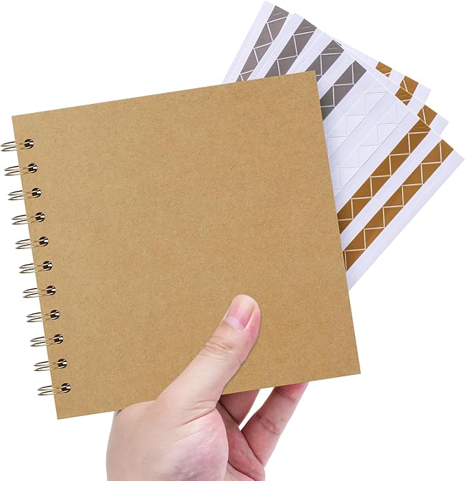 Polaroid Scrapbook Photo Album, 6.3"x6.3" DIY Scrapbook Album Hardcover Kraft Paper with 20 Sheets 40 Pages, Stylish Memory Book for Wedding, Anniervsary, Family, Travel, Khaki