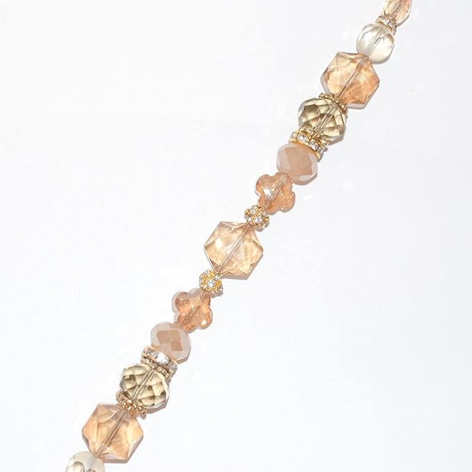 Glass Beads for Bracelets Jewelry Making Adults Keychains Bead Strand Large Unique Crystal Assortment for Craft Rondelle Faceted Flat Crackle Sparkly Bling Cute Pretty Beading Kit (Tan)