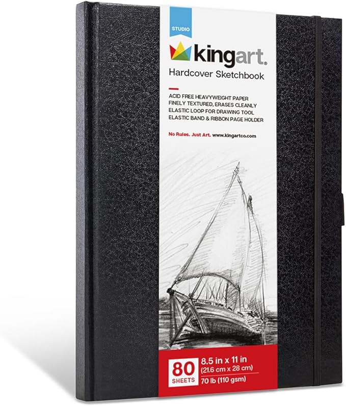 KINGART Hardcover Sketchbook, 1-Pack, 8.5" x 11"