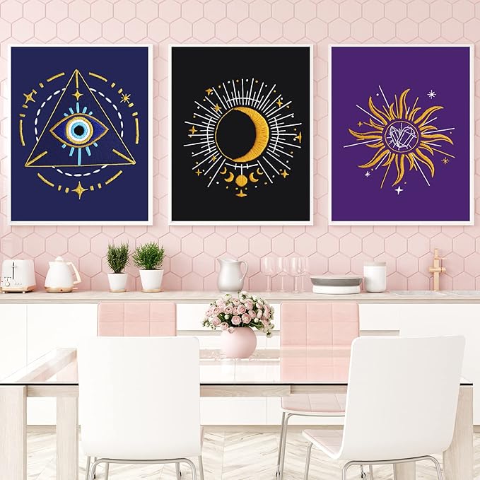 Louise Maelys Tarot Embroidery Kits for Beginners with Moon Pattern,Adults Starter Cross Stitch Kit DIY Needlepoint