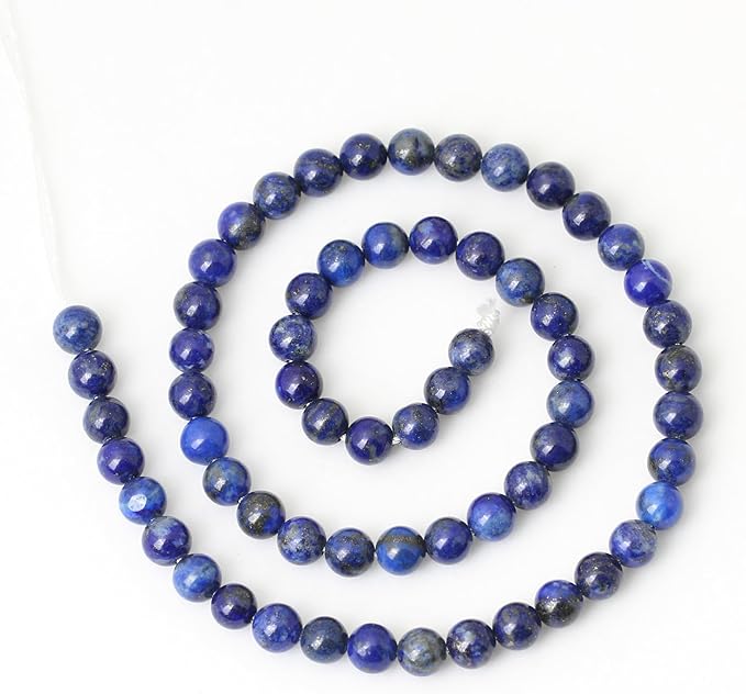 cheavian 60pcs 6mm natural lapis lazuli gemstone round loose beads for jewelry making diy findings 1 strand 15"