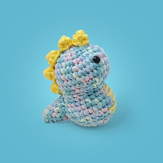 Kovarela Beginners Crochet Kit with Simple Crochet Yarn - with Step-by-Step Video Tutorials (Cute Dinosaur)