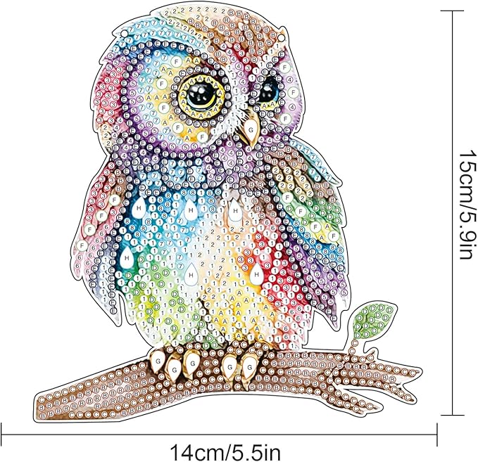 AiYuanzsh Owl Diamond Painting Hanging Pendant Kit, 19 cm, Acrylic, Wall Mount, Mosaic Crafts, Home Decor, Indoor, Unisex