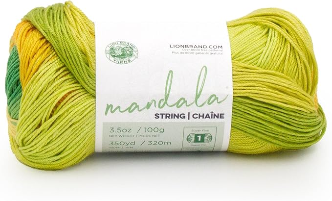 Lion Brand Yarn Mandala String, Fingering Yarn for Knitting and Crochet, Acoustic, 1 Pack